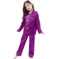 thumbnail image 1 of Toddler Satin Pajamas For Boy Solid Kids Button Down Pajamas Set Sleepwear Loungewear Set Girls Satin Pajamas Size 12-24 Months, 1 of 4