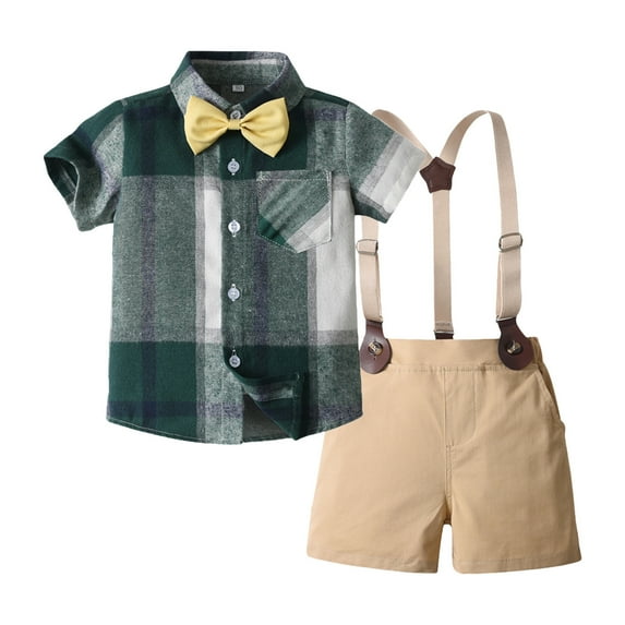 Toddler Boys Semi Formal Outfit Button Down Shirt Suspenders Pants Baptism Outfits for Boys Boys Outfits 18-24 Months
