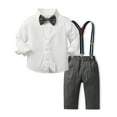 thumbnail image 1 of Toddler Boys Semi Formal Outfit Collared Dress Shirt Suspenders Pants Children's Day Outfit Baby Boy Kids Suits 3-4 Years, 1 of 4