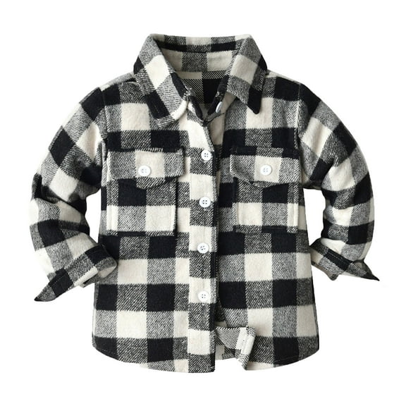 Toddler Boys Shirts Flannel Plaid Long Sleeve Lapel Button Down Thicken Shirt Jackets Spring Fall Cardigan Tops Comfort Child Clothing Tops