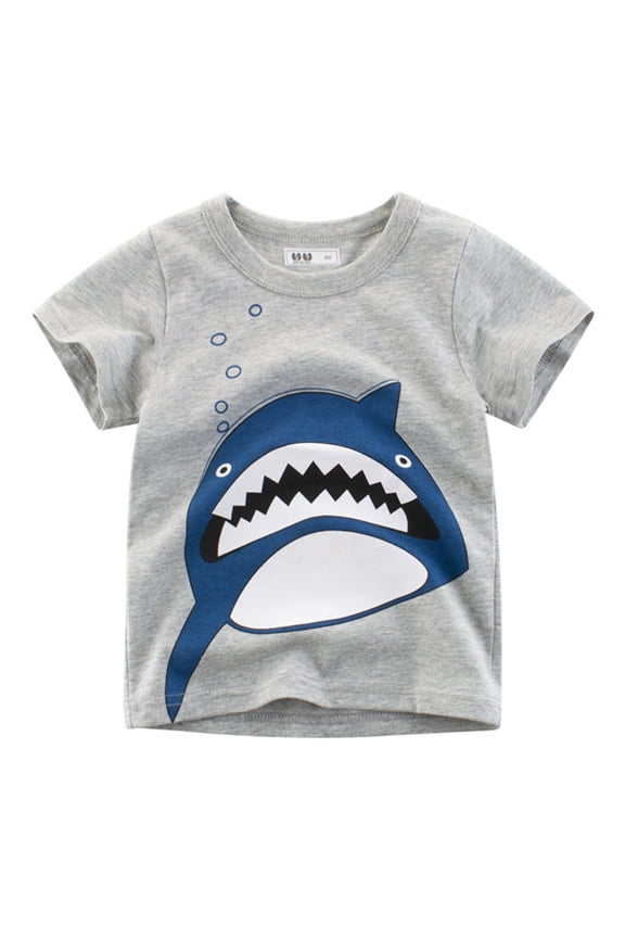 Toddler Boys' Shirts Kids Cartoon Sharks Short Sleeve Crewneck Tee Clothes Tops for Boy Size 2-3T