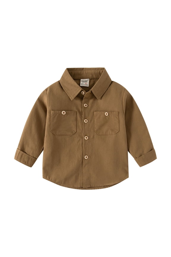 Toddler Boys Shirts Long Sleeve Cotton Turn Down Collar Shirt Blouse Tops Baisc Suit Undershirt Tops Kids Cute Playwear Top