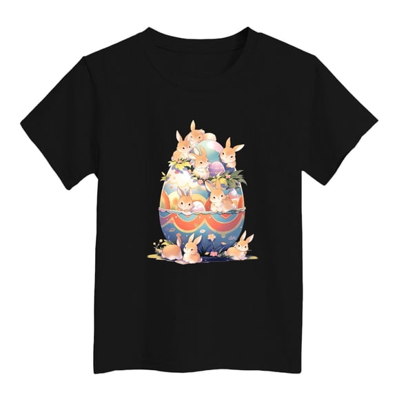 Toddler Girls Short Sleeve T Shirts Easter Shirt Easter Print Summer Tops Crewneck Tees Cute Shirts for Girls 5T