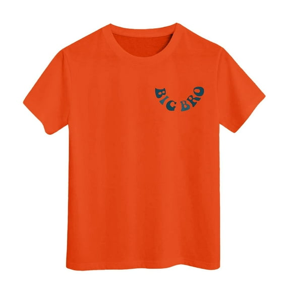 Toddler Boys Shirts & Tops Summer Letter Print Crew Neck Short Sleeve Pullover Tee Shirts Streetwear,Orange,8-9 Years