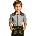 thumbnail image 1 of Toddler Boys Shirts Western Print Cowboy Short Sleeve Shirt with Button Down Design Clothes Size 3-4T, 1 of 4