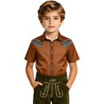 thumbnail image 1 of Toddler Boys Shirts Western Print Cowboy Short Sleeve Shirt with Button Down Design Clothes Size 3-4T, 1 of 4