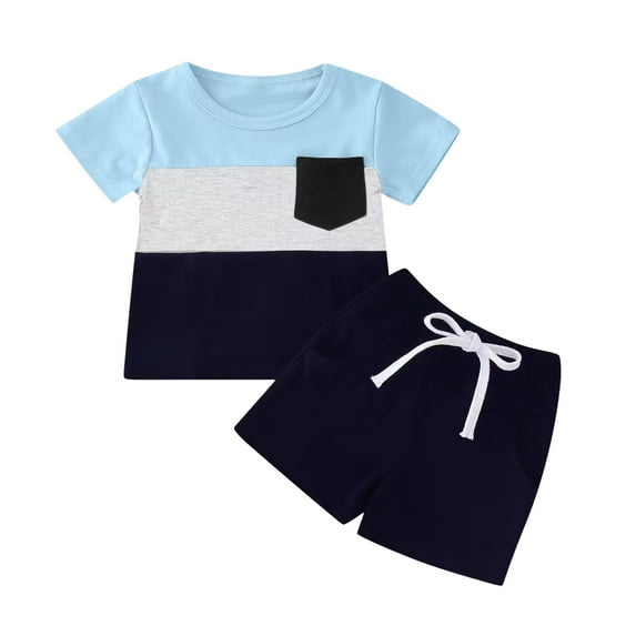 Toddler Boys' Short Sets 3T Boys Summer Clothes Kids Summer Funny Letter Outfits Shirt Short Sets Toddler Boy Clothes Gibobby(18-24 Months,Light Blue)