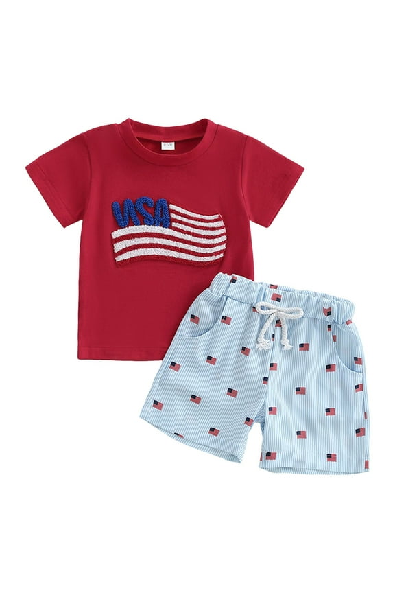 Toddler Boys' Short Sets 3T Boys Summer Clothes Kids Summer Funny Letter Outfits Shirt Short Sets Toddler Boy Clothes Gibobby(3-4,Red)