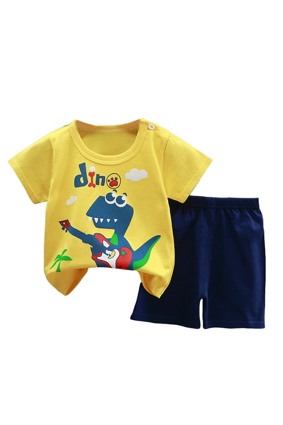Toddler Boys' Short Sets 3T Boys Summer Clothes Kids Summer Funny Letter Outfits Shirt Short Sets Toddler Boy Clothes Gibobby(3-4 Years,Light Yellow)