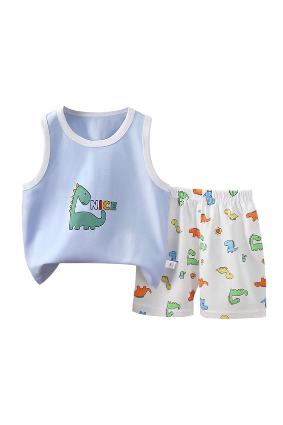 Toddler Boys' Short Sets 3T Boys Summer Clothes Kids Summer Funny Letter Outfits Shirt Short Sets Toddler Boy Clothes Gibobby(3-4 Years,Sky Blue)