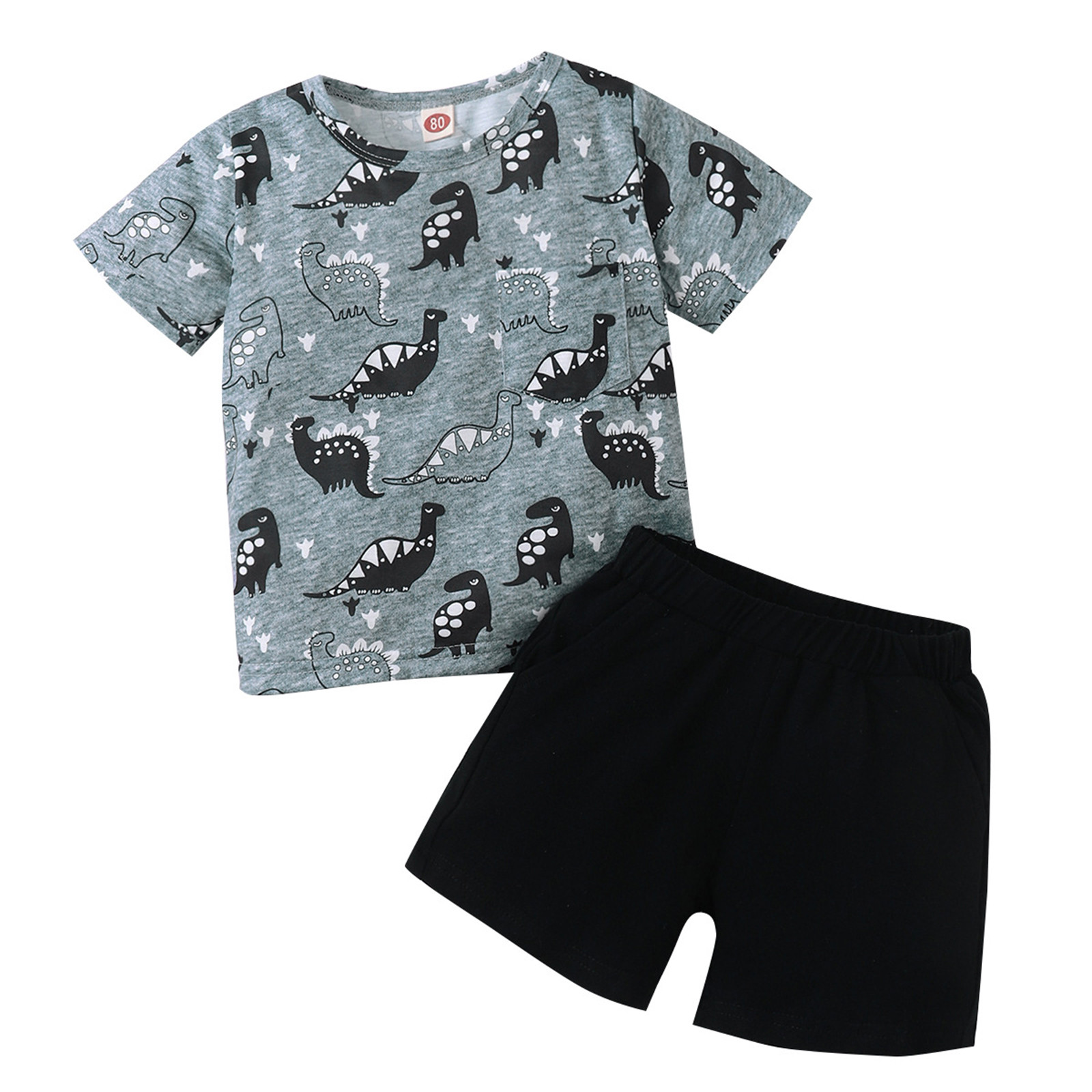 Toddler Boys Short Sleeve Cartoon Dinosaur Prints T Shirt Tops Shorts
