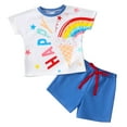 thumbnail image 1 of Toddler Boys Short Sleeve Cartoon Prints T Shirt Tops Shorts Child Kids Gentleman Outfits, 1 of 8