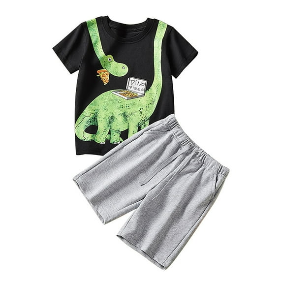 Toddler Boys Short Sleeve Dinosaur Prints T Shirt Tops Shorts Child Kids 2PC Set Outfits Clothes Size 18-24 Months