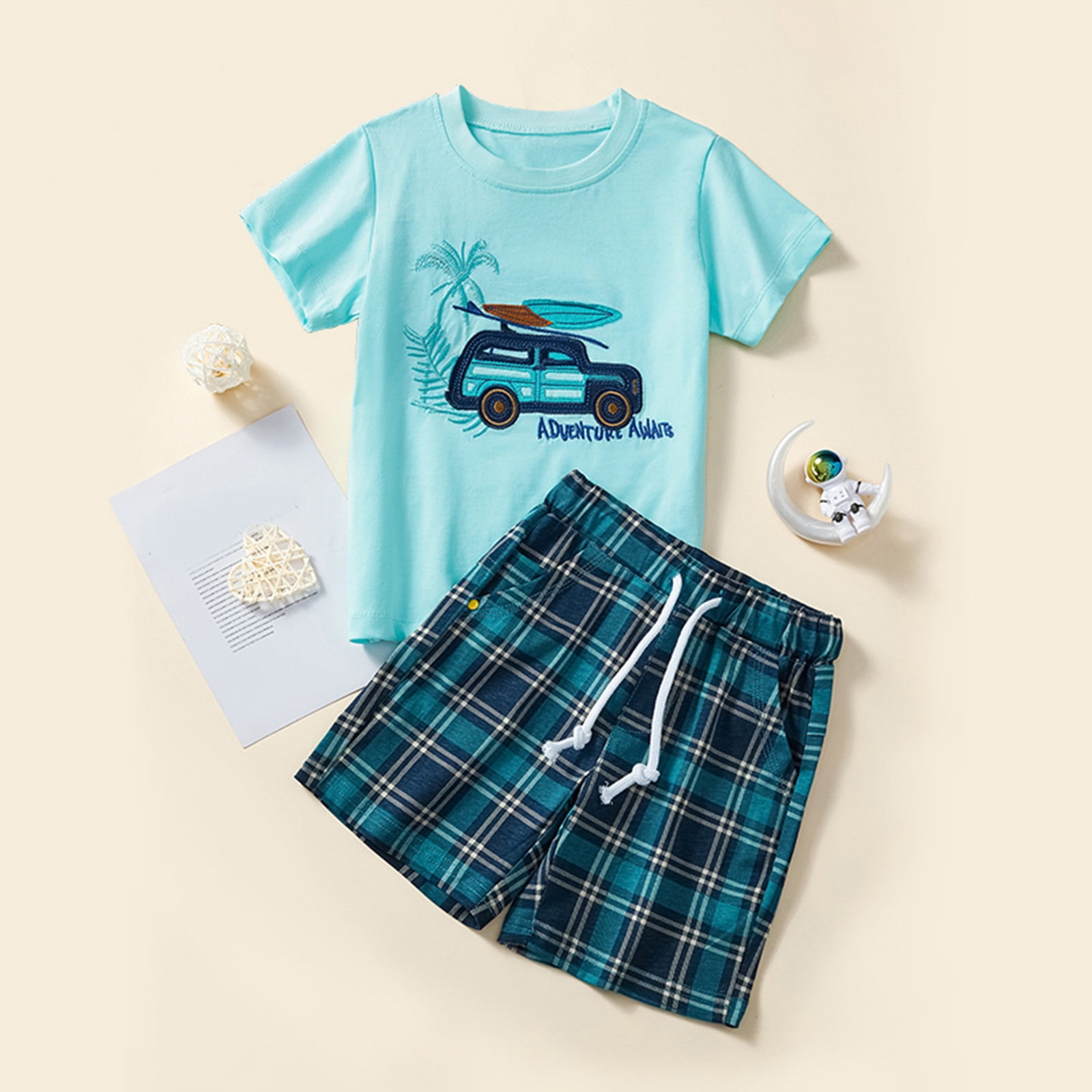 Children's Printed Short Sleeve Tee and Shorts Set