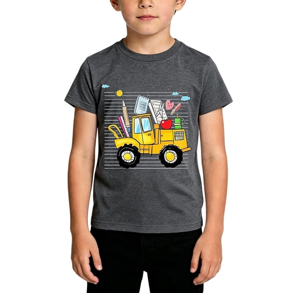 Toddler Boys Short Sleeve Shirts Tee Summer T-Shirts Casual Print Tee Loose Fit Round Neck Top for Back To School Clothes Size 4-5T