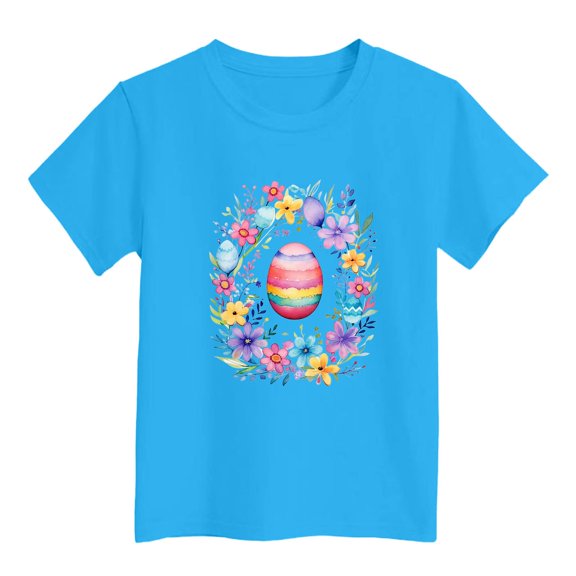 Toddler Boys T Shirts Short Sleeve Easter Shirt Easter Egg Print Summer Tops Shirts for Girls 3-4T
