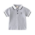 thumbnail image 1 of Toddler Boys Short Sleeve T-shirt polo shirt Half Sleeve Embroidered Top Grey,3-4T, 1 of 3