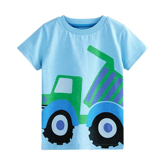 Toddler Boys Short Sleeve Tees Cotton Casual Big Car Graphic Crewneck Summer Top Clothes T-Shirts Child Clothing Streetwear Dailywear Outwear