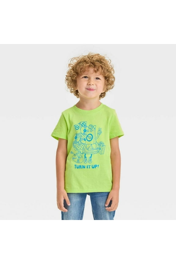 Toddler Boys' Short Sleeve Turn It up Graphic T-Shirt - Cat Jack Green 5T