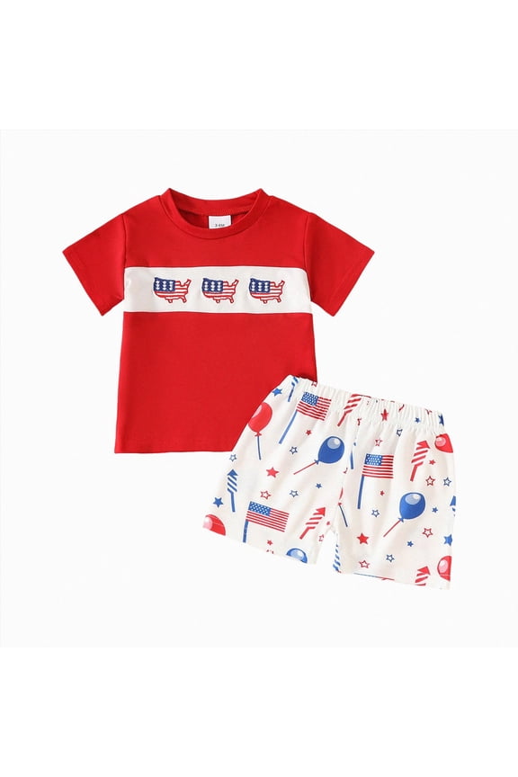 Toddler Boys Short Suit Adorable Popsicle Print T-Shirt & Matching Shorts 2-Piece Outfit