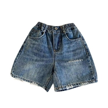 Toddler Boys Shorts Button Elastic Waist Shorts Summer Casual Loose Ripped Shorts with Pockets