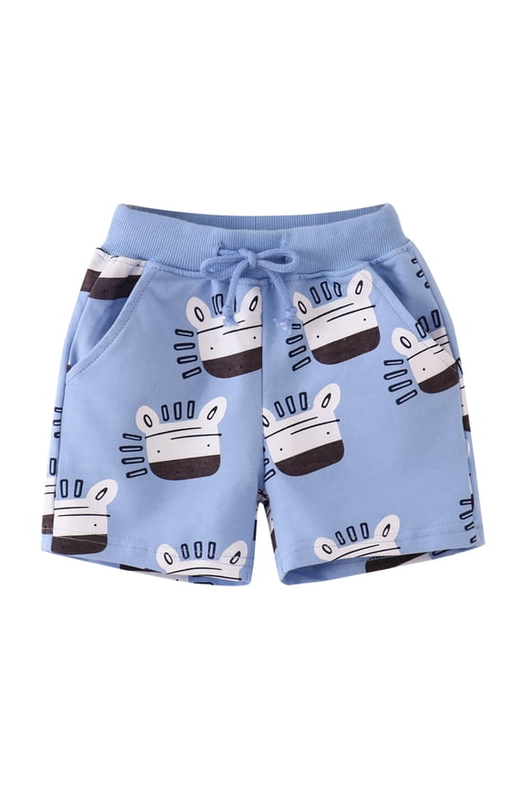 Toddler Boys Shorts Childrens Cartoon Bear Print Summer Shorts Light Blue 1-2Y