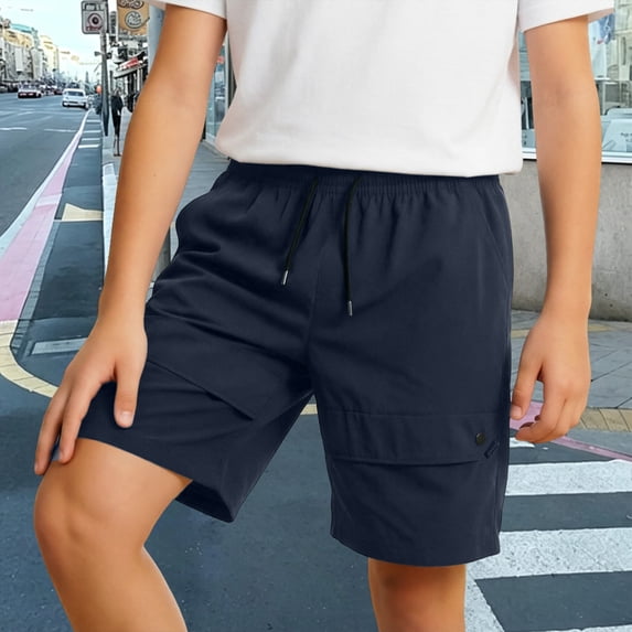 Toddler Boys Shorts Size 11-12Y Childrens Sport Shorts Solid Quick Dry Stretch Five Point