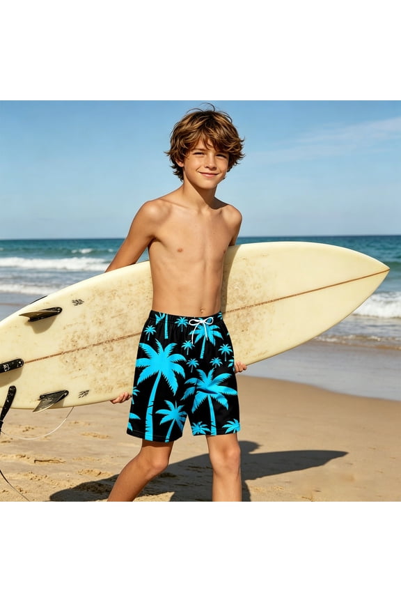 Toddler Boys Shorts Size 5-6Y Youth Surf Style Print Swim Shorts Elastic Waist Beach Vacation