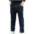 thumbnail image 1 of Toddler Boys' Skinny Pull on Jeans, Kids Loose Fitting Stretchy Leg Denim Pants Casual Jean Trouser with Pockets Navy 6Y, 1 of 9