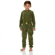 FREESTYLE REVOLUTION Toddler Boys Sleepware Onesie Hooded Night Pajama with Cartoon Pet Pocket, Available in Sizes 2-12 Years Old Toddler Boy Nightwear Pajama, Cozy - Comfortable - Kids Pjs - Cloths,DINO DUDE