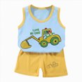 thumbnail image 1 of Toddler Boys Sleeveless Tank Top And Shorts Set Cute Graphic Cotton Casual Summer Beach 2 Piece Outfit Light Blue 3-4 Years, 1 of 4