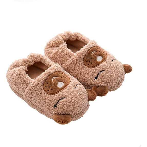 Toddler Boys Slippers Cartoon Cute Animals Plush Warm Home Shoes