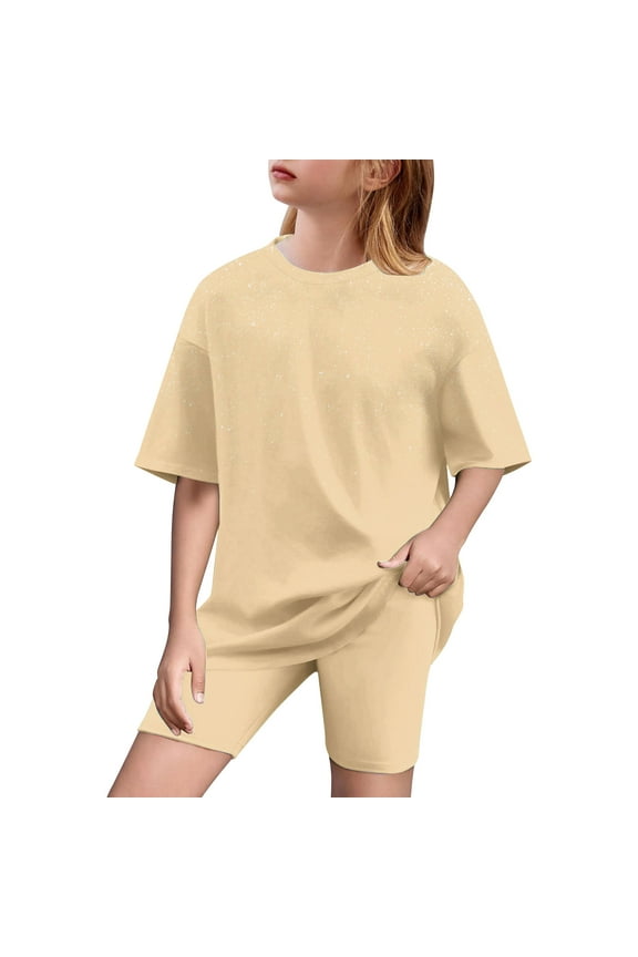 Toddler Boys Soft Loose Fit Short Sleeve Yoga Shorts Set for Casual Play and Special Occasions