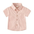 thumbnail image 1 of Toddler Boys Solid Color Short Sleeve Button Down Shirt with Pockets for 2 To 8 Years Old Kids Boys Dress Tops, 1 of 9