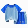 thumbnail image 1 of Toddler Boys' Sports Suit Mesh Raglan Short Sleeve T-Shirt and Matching Shorts Cute Pattern Printed Outfits Size 2-7 Yearrs, 1 of 4
