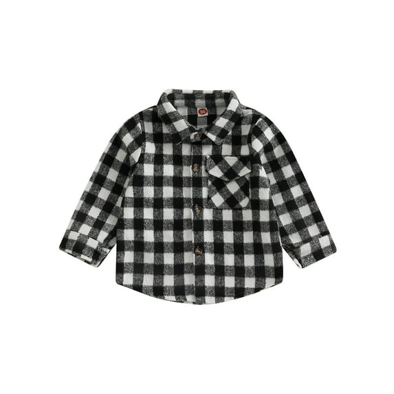 Toddler Boys Spring Autumn Shirt Long Sleeve Turn Down Collar Button Down Plaid Tops, 1-5T