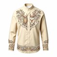 thumbnail image 1 of Toddler Boys Stand Collar Shirts Floral Print Button Down Long Sleeve Western Cowboy Fall Summer Casual Tops Tees for Kid Size 3-4T, 1 of 4