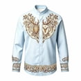 thumbnail image 1 of Toddler Boys Stand Collar Shirts Floral Print Button Down Long Sleeve Western Cowboy Fall Summer Casual Tops Tees for Kid Size 3-4T, 1 of 4