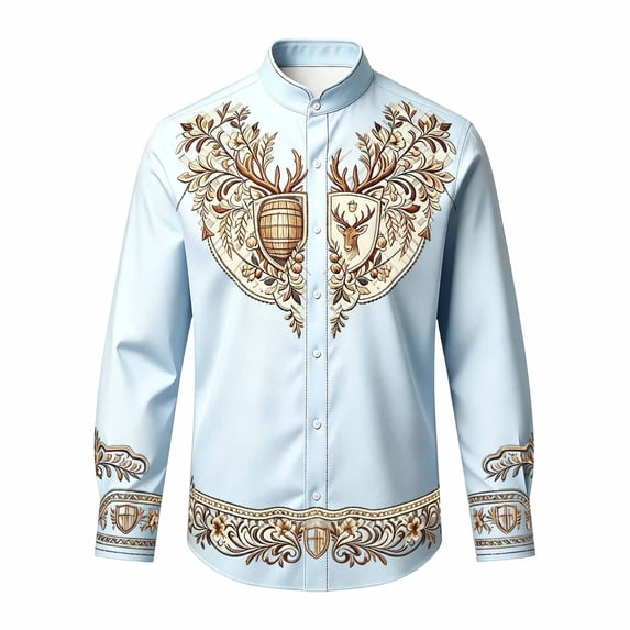 Toddler Boys Stand Collar Shirts Floral Print Button Down Long Sleeve Western Cowboy Fall Summer Casual Tops Tees for Kid Size 3-4T