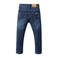 thumbnail image 1 of Toddler Boys Straight Leg Jeans, Stretchy Skinny Basic Casual Solid Full Length Denim Pants with Pockets Dark Blue 6M, 1 of 9