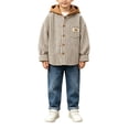 thumbnail image 1 of Toddler Boys Striped Hooded Sweatshirts Oversized Button Down Jackets Fall Cute Casual Long Sleeve Preppy Sweater with Pocket, 1 of 7