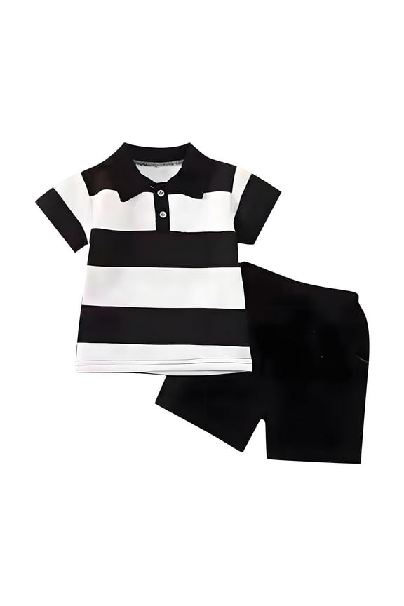 Toddler Boys Summer Clothes Casual Striped Short Sleeve Lapel Tshirt + Shorts Cotton Cute 2 Piece Outfits for 1-6 Years