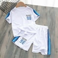 thumbnail image 1 of Toddler Boys Summer Outfits 2 Piece Short Sleeve Sports Tshirt and Shorts Outfits Clothes Size 3-4T ,White, 1 of 2