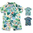 thumbnail image 1 of Toddler Boys Summer Outfits Beach Patterned Button Down Shirt and Shorts Outfit Sets Size 100/L ,White, 1 of 4