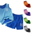 thumbnail image 1 of Toddler Boys Summer Outfits Quick Drying Sports Tank Top + Shorts Football Suit 2 Piece Sets Size 2-3T ,Blue, 1 of 3