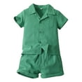 thumbnail image 1 of Toddler Boys Summer Outfits Short Sleeve Casual Gentleman Tops Beach Holiday Shirts and Shorts Set Comfortable Playwear, 1 of 3