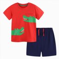 thumbnail image 1 of Toddler Boys Summer Sets Clothing Cute Cartoons Printed Short Sleeve 1T 2T 3T 4T 5T 6T 7T T-Shirt and Elastic Waist Shorts Sets Kids Outfit Beach Clothes Loungewear Kaprioy, 1 of 7