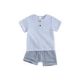 thumbnail image 1 of Toddler Boys Summer Shorts Sets, Short Sleeve Button Striped Tops and Drawstring Shorts Sets, 1 of 8
