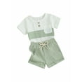 thumbnail image 1 of Toddler Boys Summer Shorts Sets Short Sleeve Contrast Color Tops and Solid Color Shorts, 1 of 8