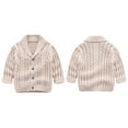 thumbnail image 1 of Toddler Boys Sweater Cardigans Button Down Shawl Collar Knitted Jacket Coat for Fall Winter Casual Outerwear (9 Months, Khaki), 1 of 4